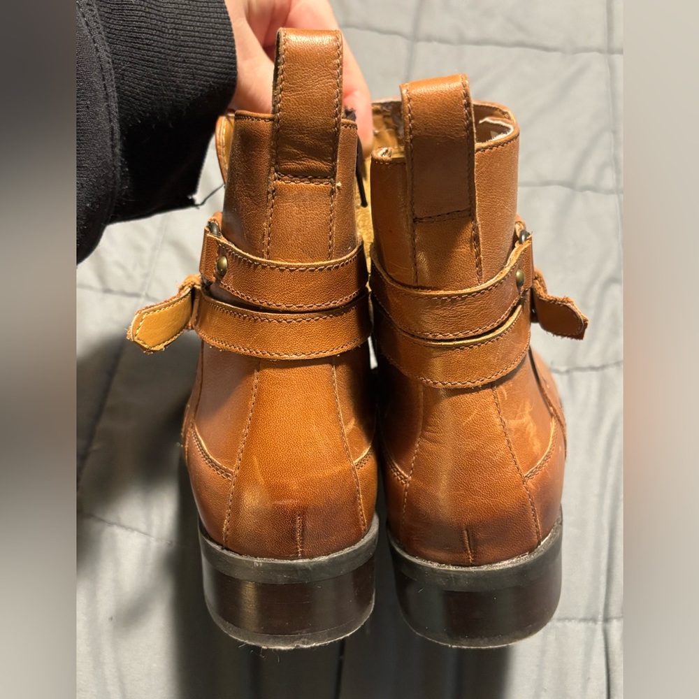 CLARKS Pita Austin Tan Leather Boots Womens Size 8 - Picture 2 of 10
